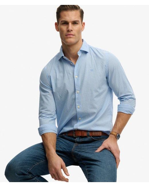 Superdry Blue & Co Cut Away Poplin Long Sleeve Shirt for men