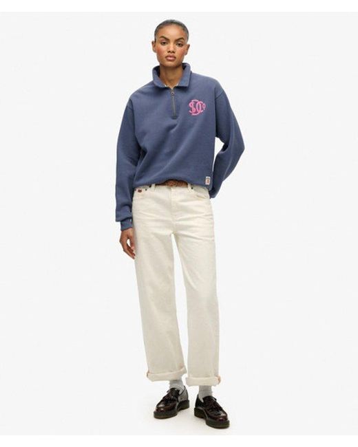 Superdry Blue & Co . Collared Half Zip Sweatshirt
