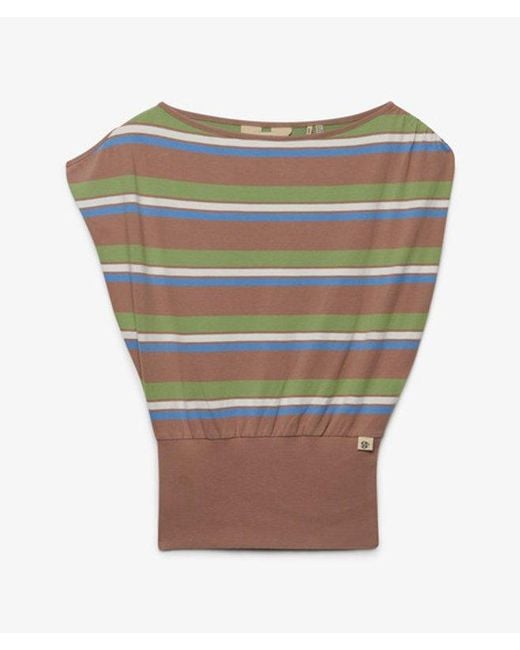 Superdry Brown Deep Rib Stripe Bardot Top
