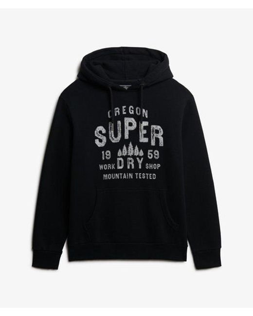 Superdry Black Work Shop Hoodie for men