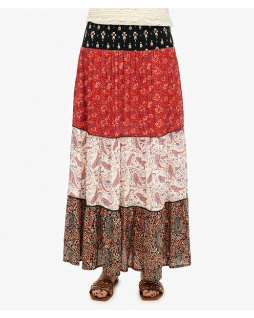 Superdry Red Printed Maxi Skirt