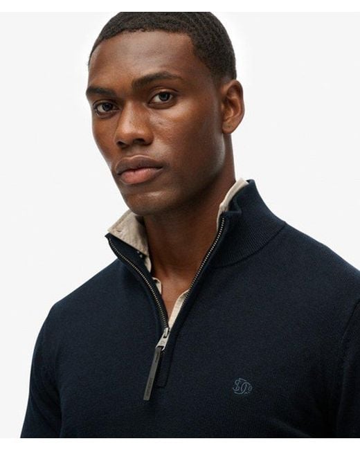 Superdry Blue & Co Essentials Cotton Half Zip Jumper for men