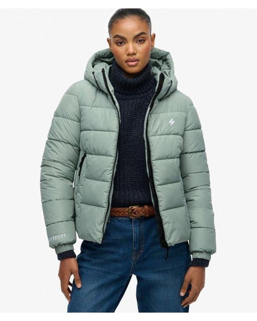 Superdry Blue & Co Hooded Spirit Sports Puffer Jacket