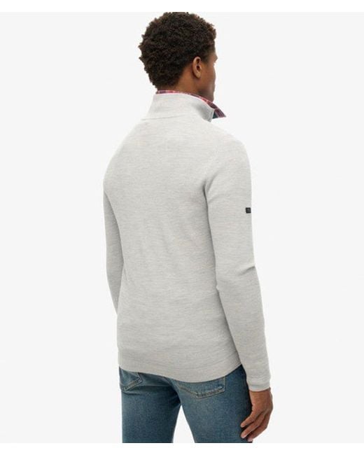 Superdry Gray & Co Lightweight Knitted Merino Half Zip Jumper for men