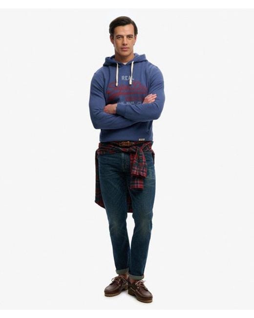Superdry Blue Vintage Logo Classic Hoodie for men