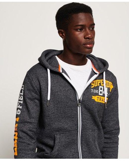 Superdry Blue Track And Field Zip Hoodie Grit for men