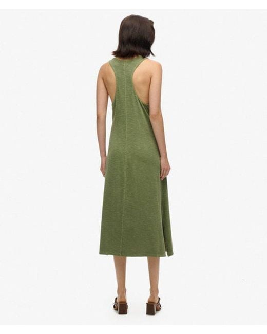 Superdry Green Cotton Beach Jersey Midi Dress
