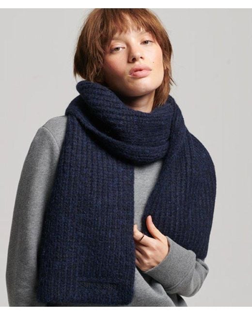 Superdry Blue Essential Ribbed Scarf