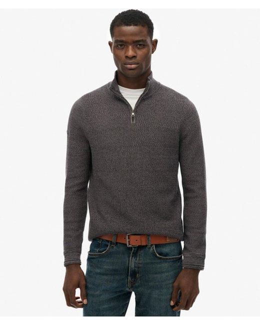Superdry Black & Co Cotton Texture Half-zip Jumper for men