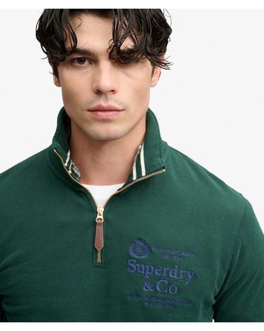 Superdry Green & Co Company Logo Half Zip Sweatshirt for men