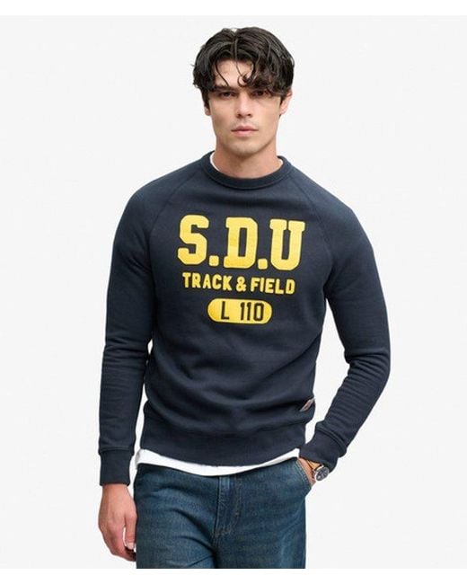 Superdry Blue & Co Athletic Felt Applique Crew Neck Sweatshirt for men
