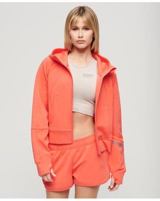 Superdry Red Sport Tech Relaxed Zip-hoodie