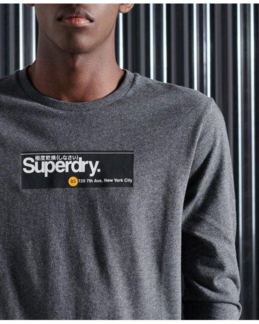 Superdry Black Core Logo Transit Long Sleeved Top Darkest Charcoal Marl for men