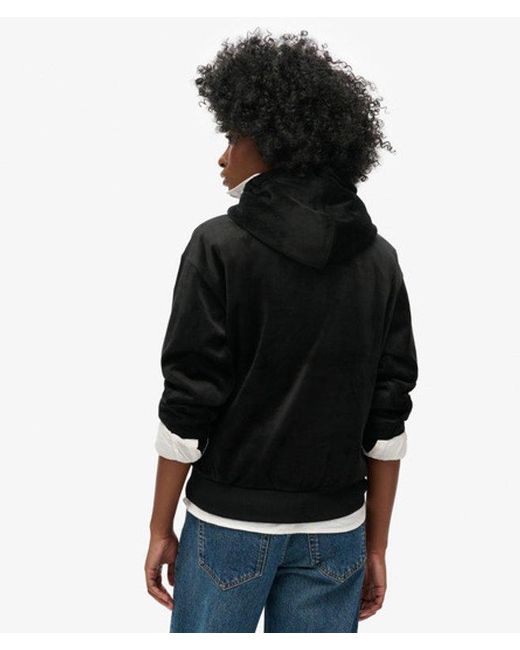 Superdry Black & Co Country Club Velour Loose Hoodie
