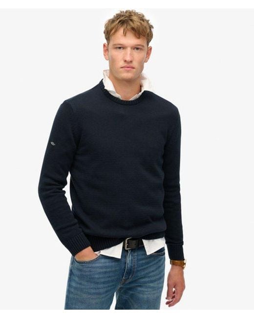 Superdry Blue & Co Cotton Classics Knit Crew Jumper for men