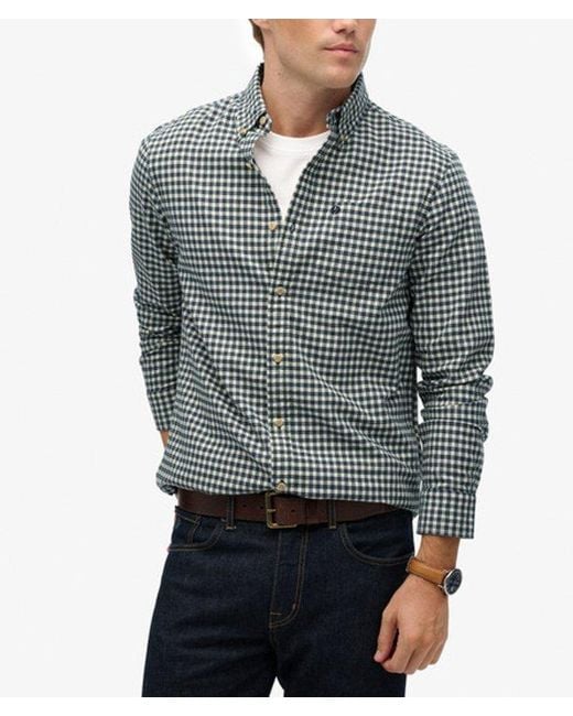 Superdry Premium Oxford Overhemd Met Ruitjes in het Gray voor heren