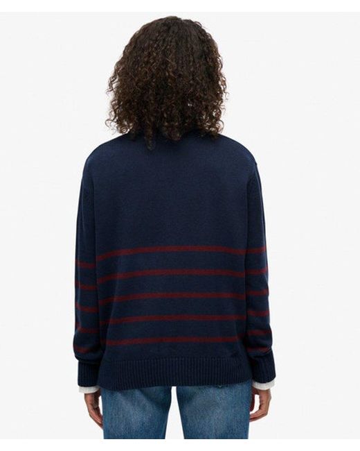Superdry Blue & Co Knitted Half Zip Jumper