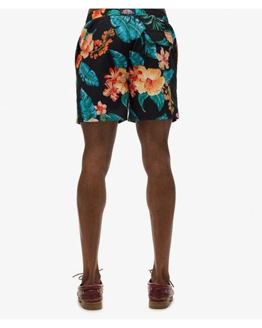 Superdry Black & Co Hawaiian Print 16-inch Swim Shorts for men