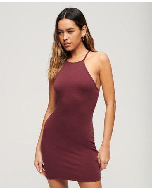 Superdry Red Strappy Back Racer Neck Mini Dress