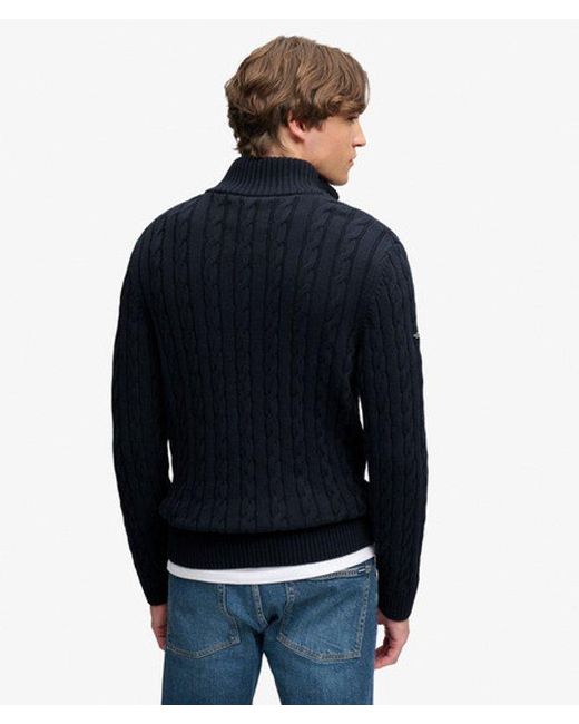 Superdry Blue & Co Organic Cotton Classic Cable Half-zip Jumper for men