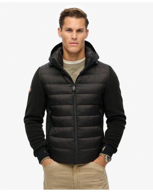 Superdry Black Hooded Storm Fleece Bomber for men