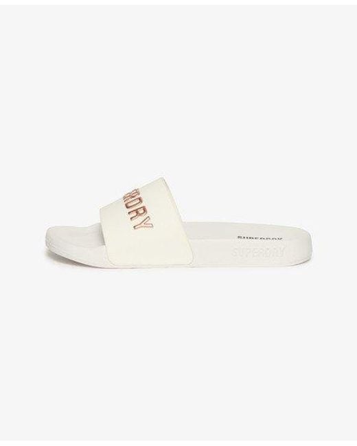 Superdry White Code Logo Pool Sliders