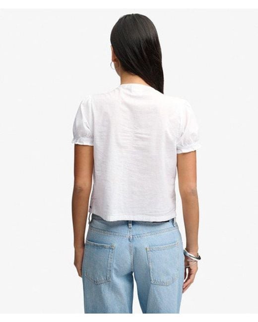 Superdry White & Co Lace Trim Tie Blouse