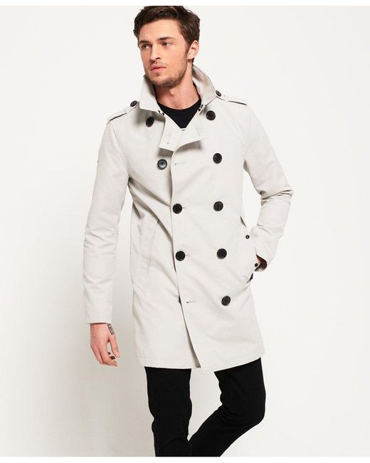 Superdry Premium Rogue Trench Coat in Gray for Men | Lyst