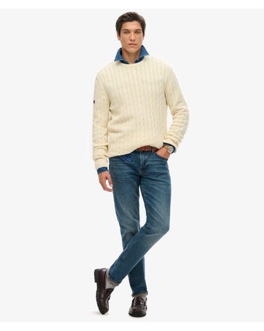 Superdry Natural Cotton Classic Cable Knit Crew Jumper for men