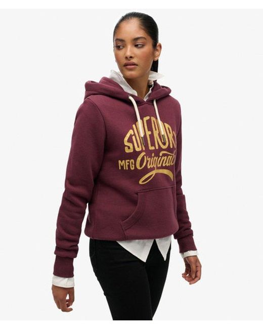 Superdry Red & Co Mfg Original Metallic Hoodie