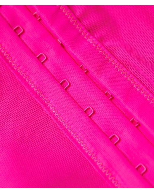 Superdry Pink Lace Ruched Mesh Crop Corset Top