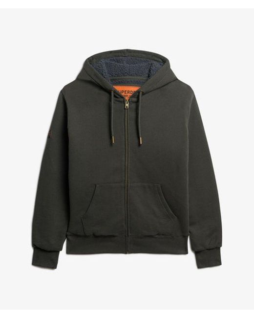 Superdry Black & Co Borg Lined Zip Hoodie for men