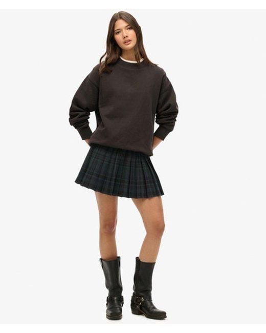 Superdry Black & Co Check Pleated Mini Skirt
