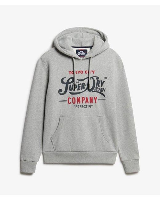 Superdry Gray & Co Perfect Fit Script Hoodie for men