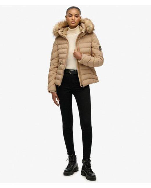 Superdry Brown & Co Fuji Faux Fur Hood Padded Jacket
