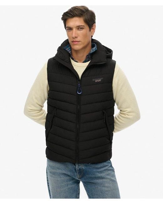 Superdry Black & Co Hooded Fuji Padded Gilet for men