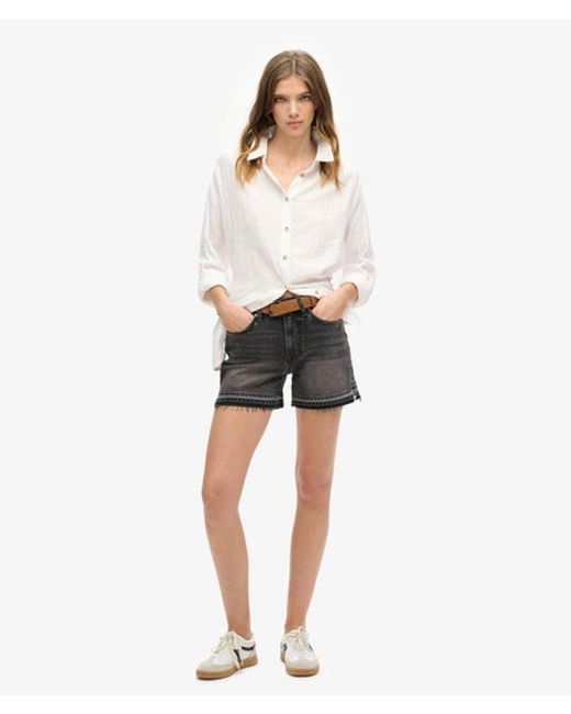 Superdry White & Co Classic Ripped Mid Rise Cut Off Shorts