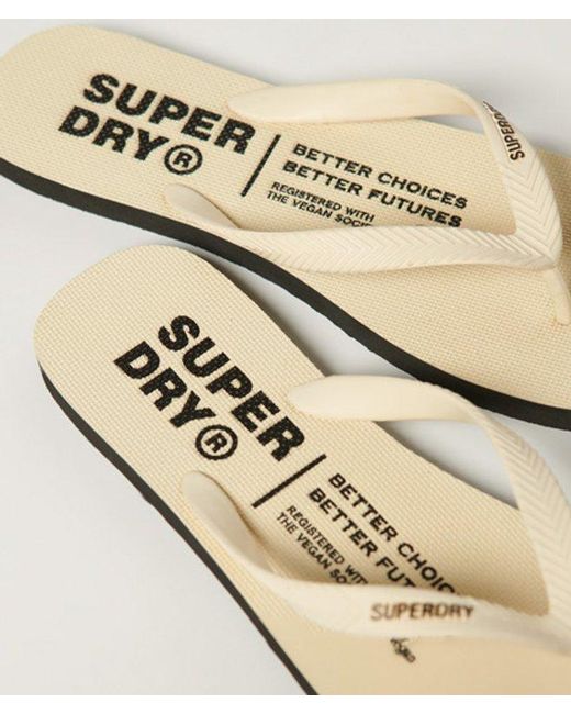 Superdry Metallic Studios Flip Flops Cream for men