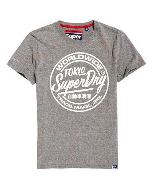 Superdry Gray Worldwide Ticket Type Splatter T-Shirt Dark Marl for men