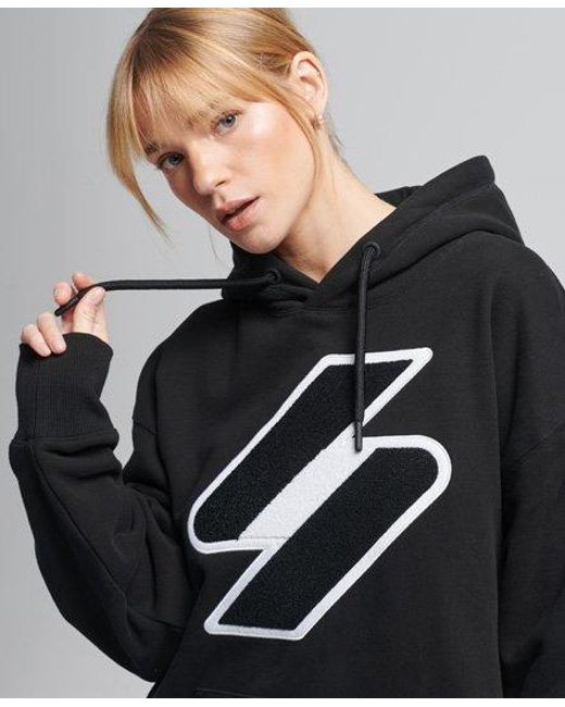 Superdry Code Chenille Oversized Hoodie Black