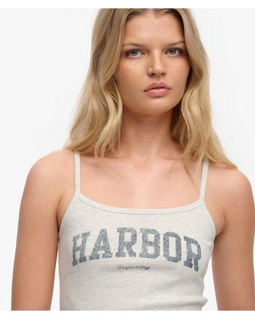 Superdry Gray & Co Athletic Essentials Graphic Print Cami Top