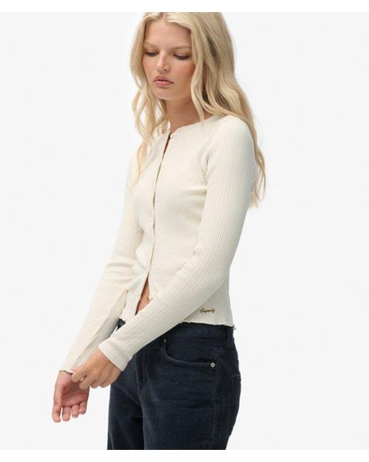 Superdry Natural & Co Athletic Essentials Ribbed Cardigan