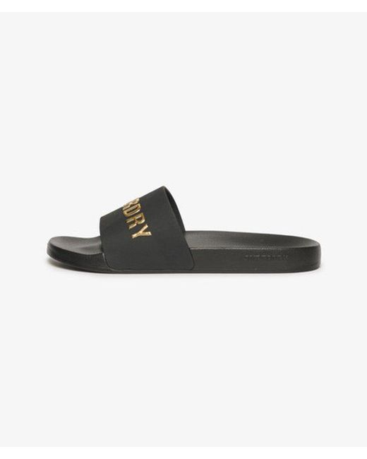 Superdry Black & Co Logo Pool Sliders for men