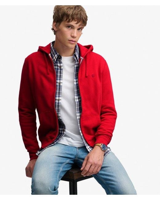 Superdry Red & Co Essential Logo Zip Hoodie for men
