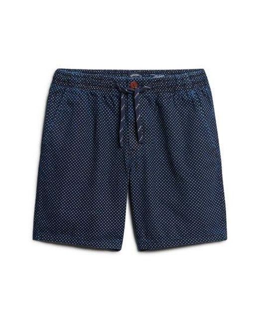 Superdry Blue Indigo Bermuda Dot Shorts for men