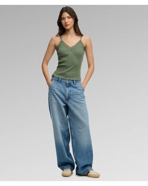 Superdry Green & Co Essential Lace Trim Cami Top