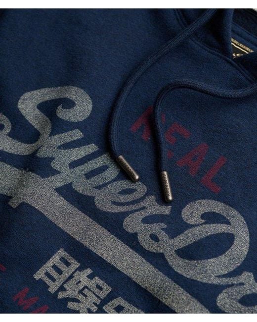 Superdry Blue & Co Vintage Logo Heritage Relaxed Hoodie for men
