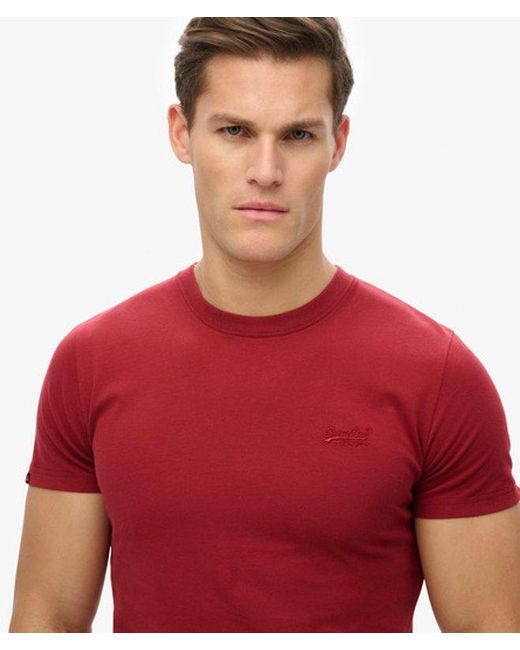 Superdry Red Organic Cotton Essential Logo T-shirt for men