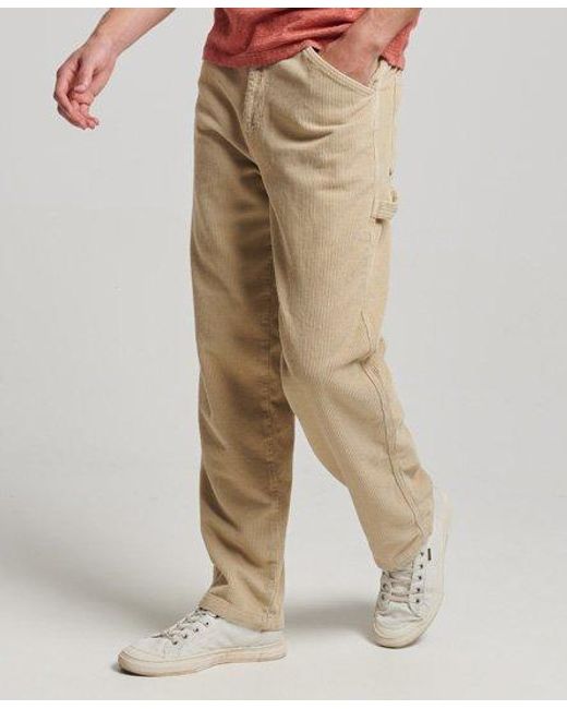 Superdry Natural The Cord Carpenter Pants Stone Wash Taupe for men