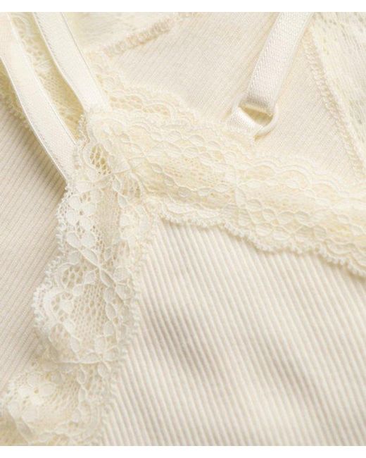 Superdry White Athletic Essentials Lace Trim Cropped Cami Top